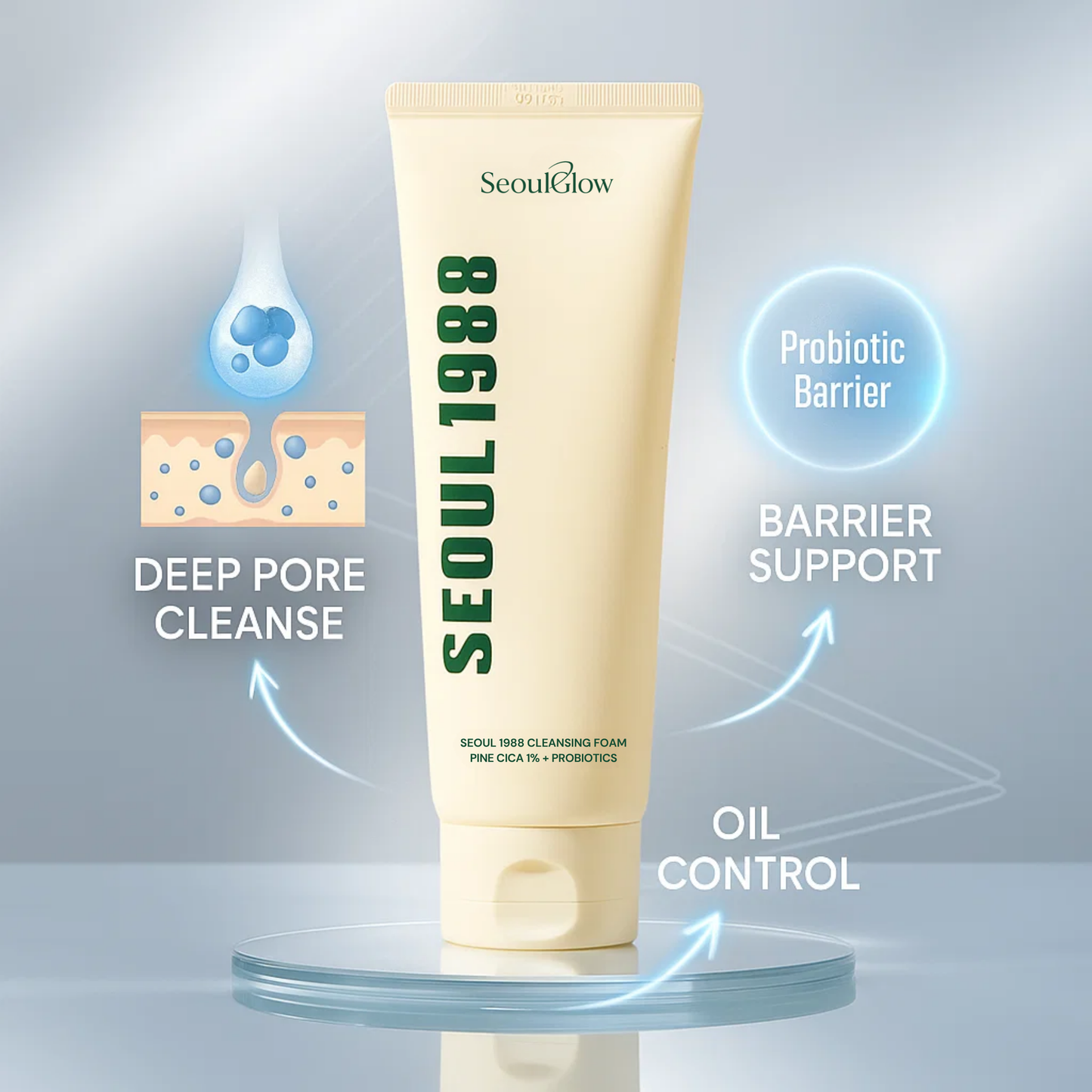 SeoulGlow™ - Cleansing Foam : Pine Cica 1% + Probiotics